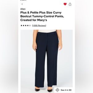 Women’s Alfani bootcut pants in black (3), navy (1) and khaki (1 NWT). $25 each